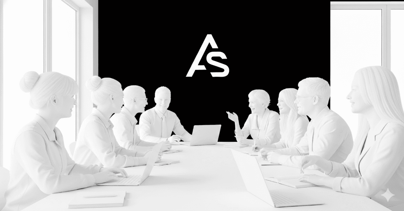 Equipe Astrea Solutions em reunião de estratégia para clínicas médicas